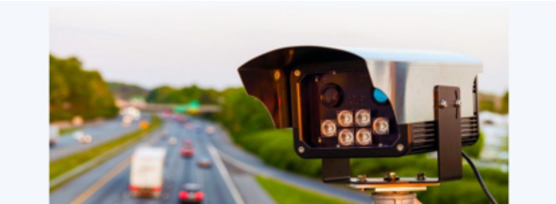 Pole-mount ANPR camera over a highway